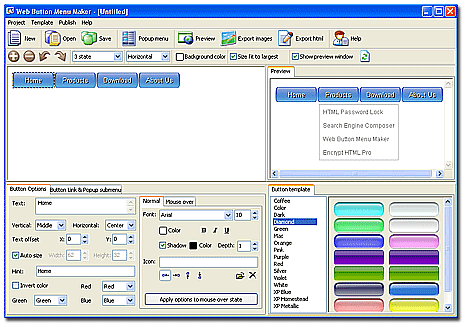 Web Button Menu Maker 3.2 software screenshot