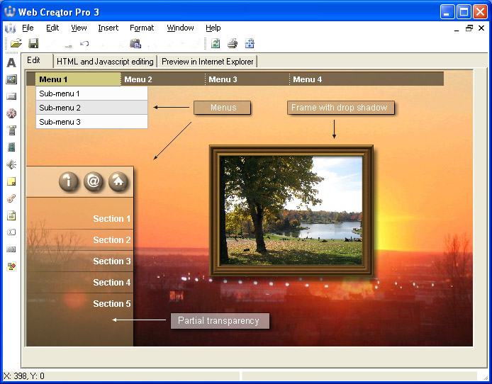 Web Creator Pro 3.0 software screenshot