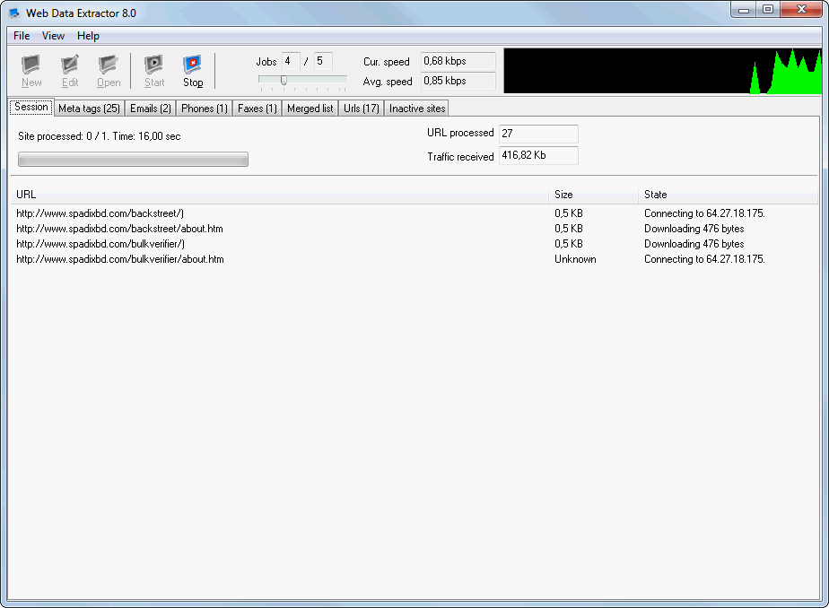 Web Data Extractor 8.2 software screenshot