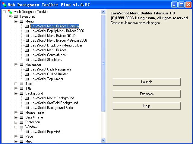 Web Designers Toolkit with Calendar 2.1 software screenshot