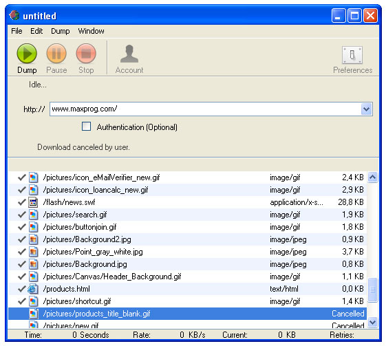 Web Dumper 3.3.4 software screenshot