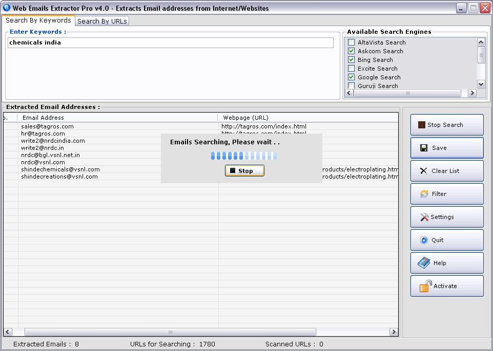 Web Email Extractor Pro 5.2.10.25 software screenshot
