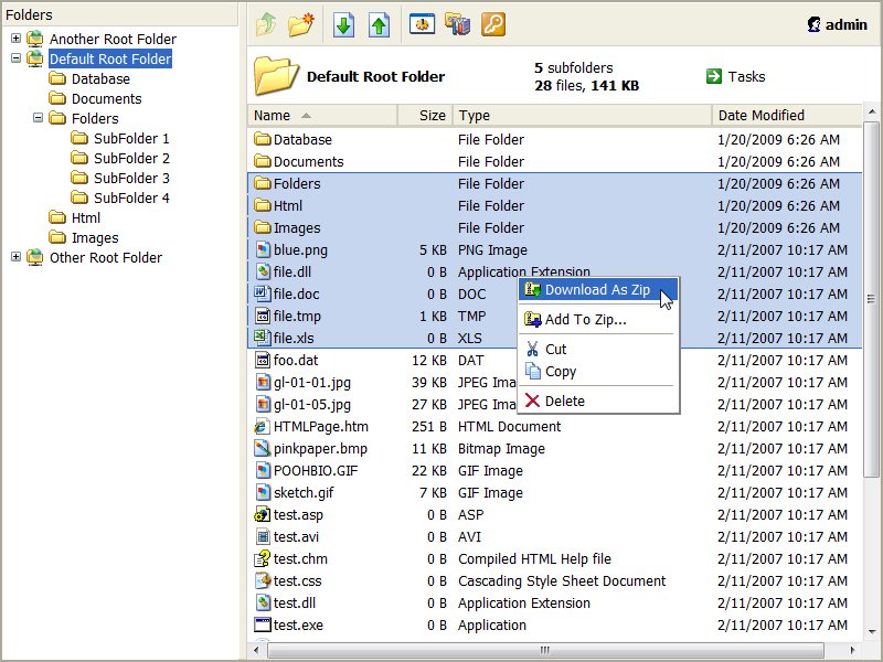 Web File Manager FileVista 4.0 software screenshot
