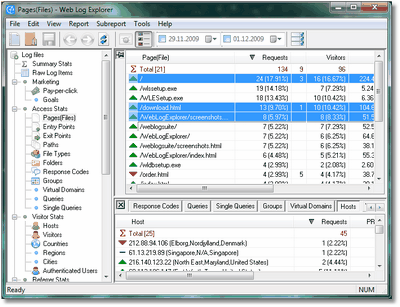 Web Log Explorer Lite 9.0.1341 software screenshot