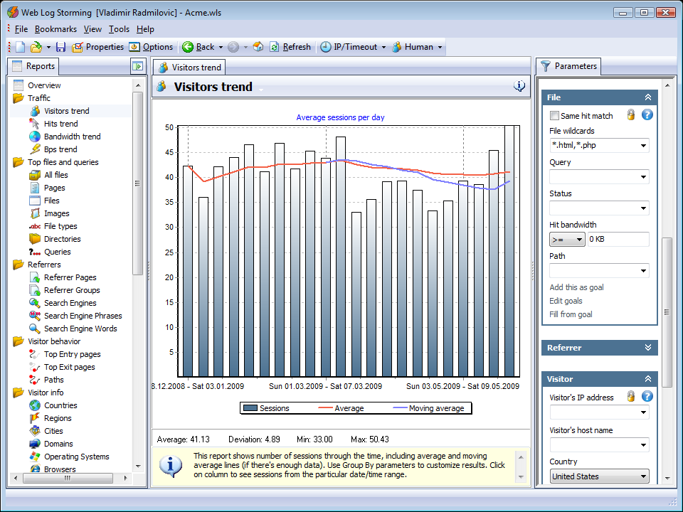 Web Log Storming 3.0.658 software screenshot