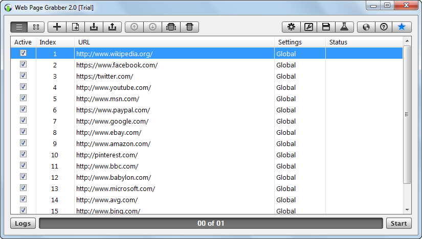 Web Page Grabber 2.0 software screenshot