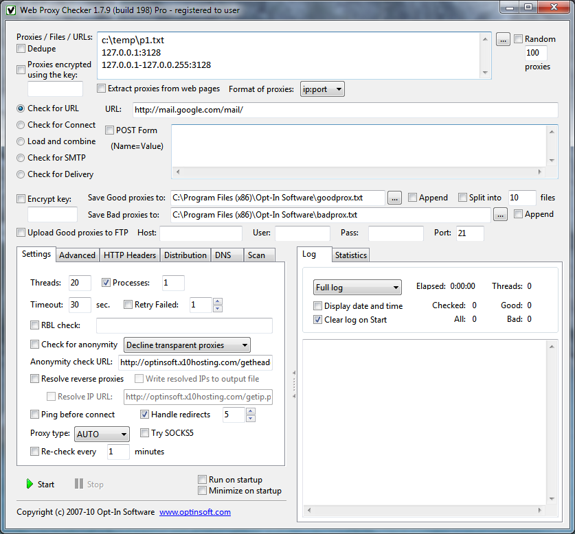 Web Proxy Checker Pro 1.7.37 Build 375 software screenshot