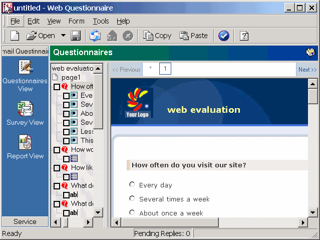 Web Questionnaire 5.0 software screenshot