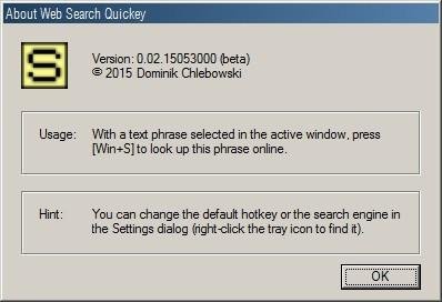 Web Search Quickey 0.02.15053000 Beta software screenshot