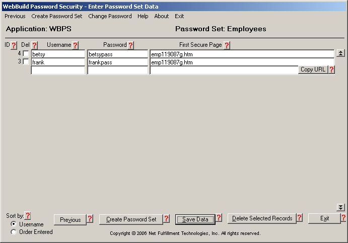 WebBuild Password Security 1.1.0 software screenshot