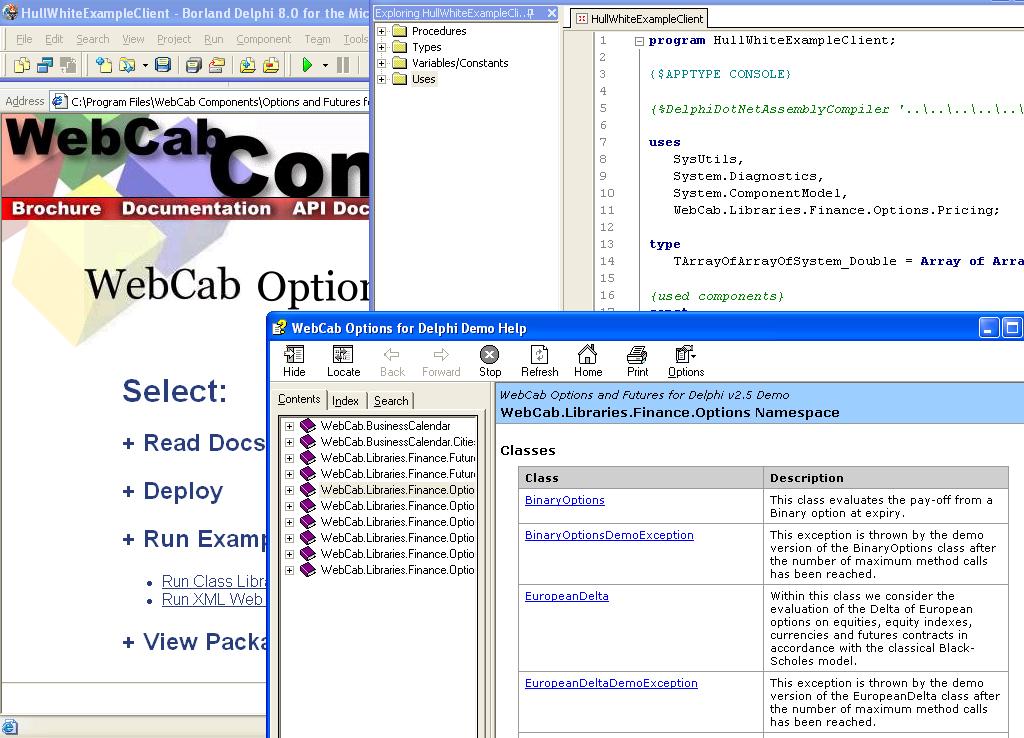 WebCab Options and Futures for Delphi 3.1 software screenshot