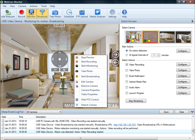 WebCam Monitor 6.13 software screenshot