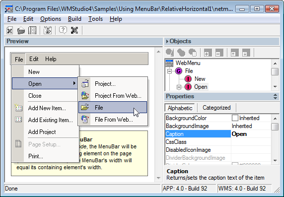 WebMenu Studio 7.0 - 106 software screenshot