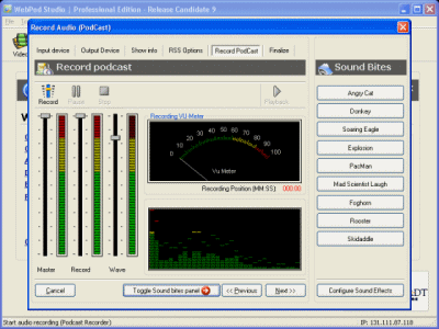 WebPod Studio Professional Edition 1.34 software screenshot