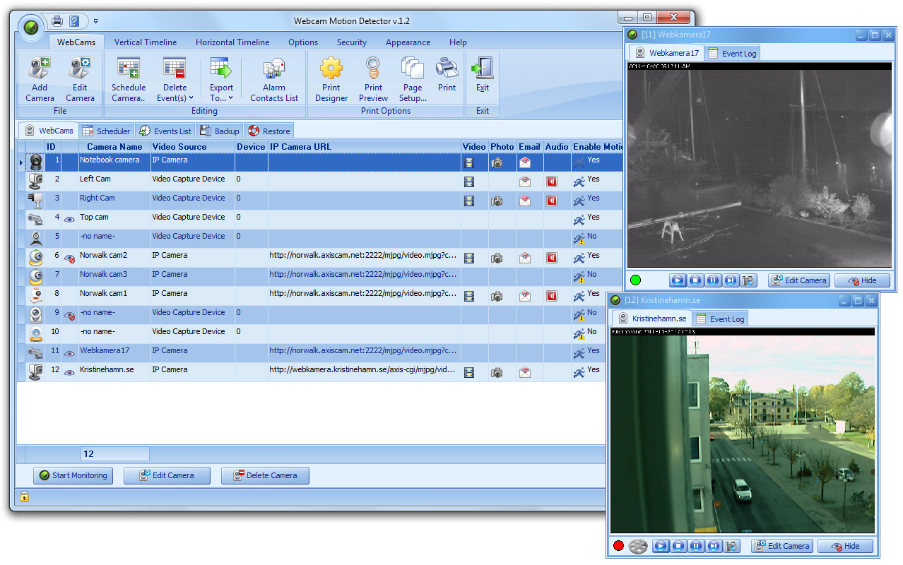 Webcam Motion Detector 2.3 software screenshot