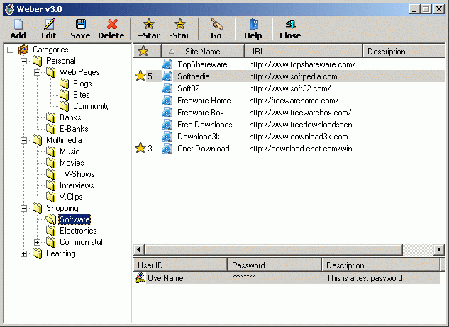 Weber 4.0 software screenshot