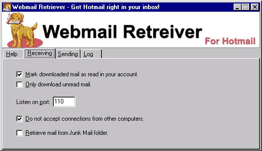 Webmail Retriever for Hotmail 7.3.0 software screenshot