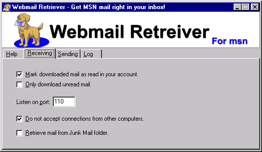 Webmail Retriever for msn 7.3.0 software screenshot