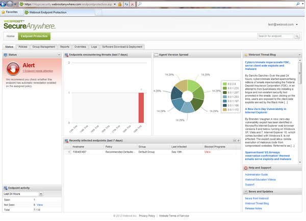 Webroot SecureAnywhere Business Endpoint Protection 9.0.13.50 software screenshot