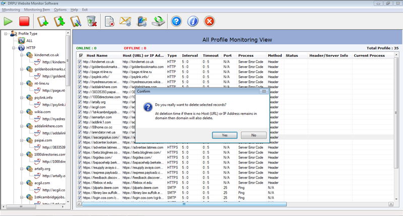 Website Downtime Monitoring Software 4.5.0.2 software screenshot