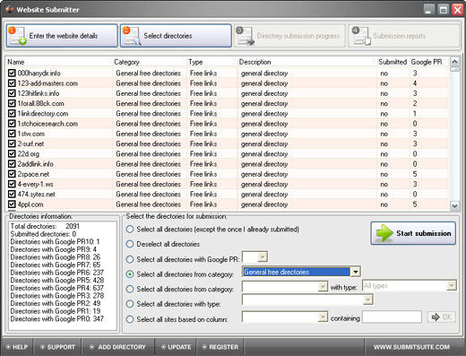 Website Submitter 4.0 software screenshot