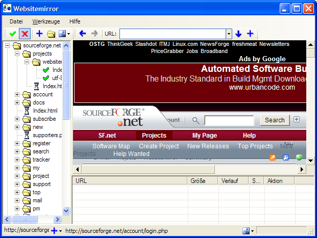 Websitemirror 3.0.1 software screenshot