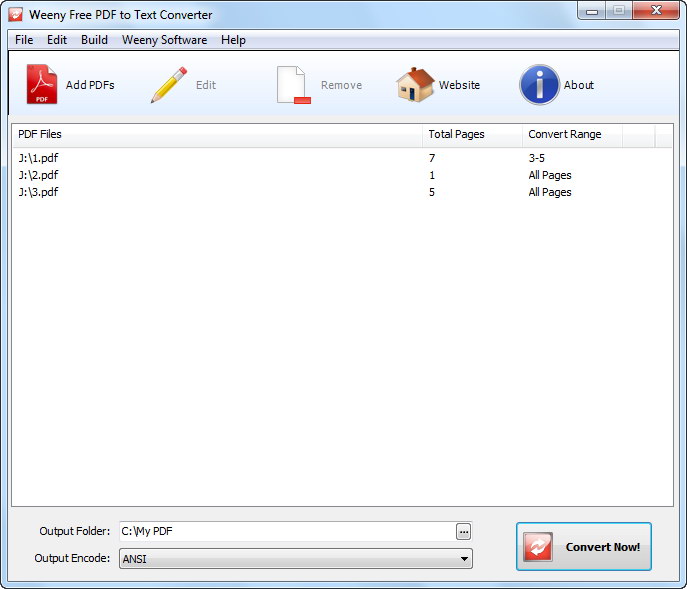 Weeny Free PDF to Text Converter 1.3 software screenshot