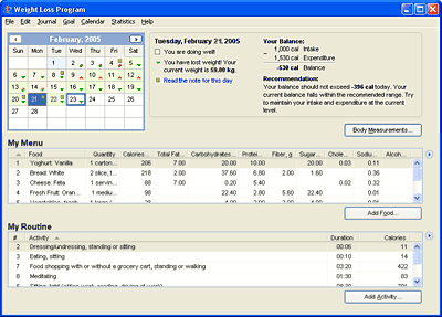 Weight Loss Program 1.0 software screenshot