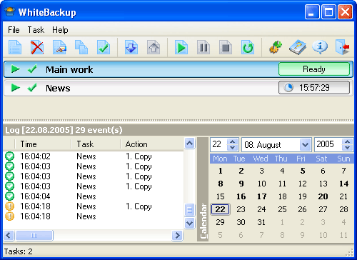 White Backup 1.0.18 software screenshot