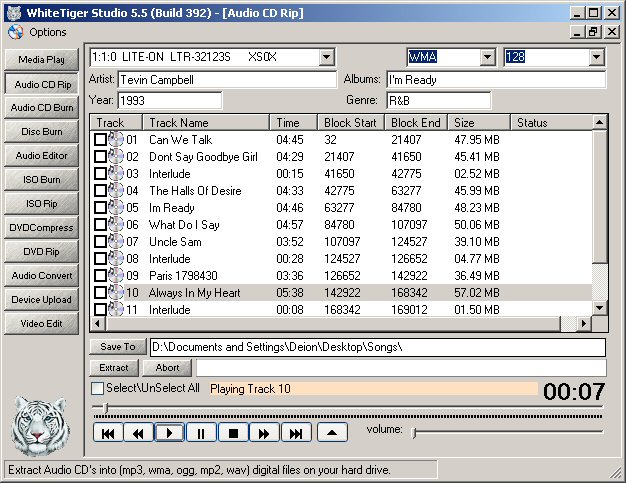 WhiteTiger Studio 5.5.391 software screenshot