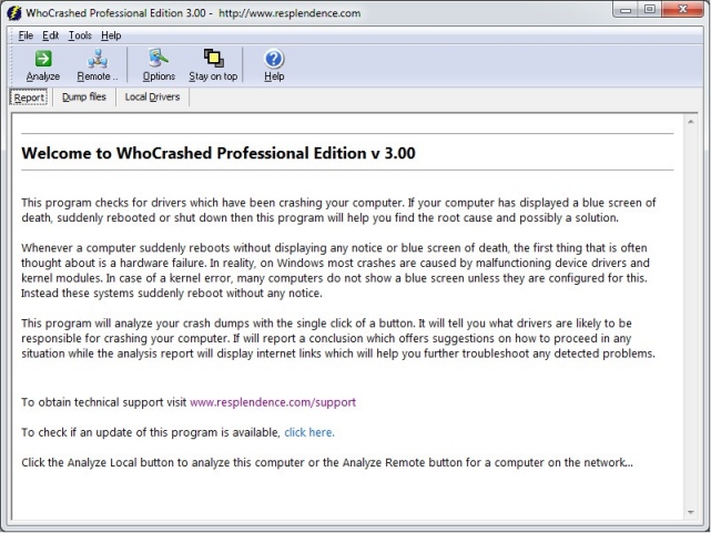 WhoCrashed 3.06 software screenshot