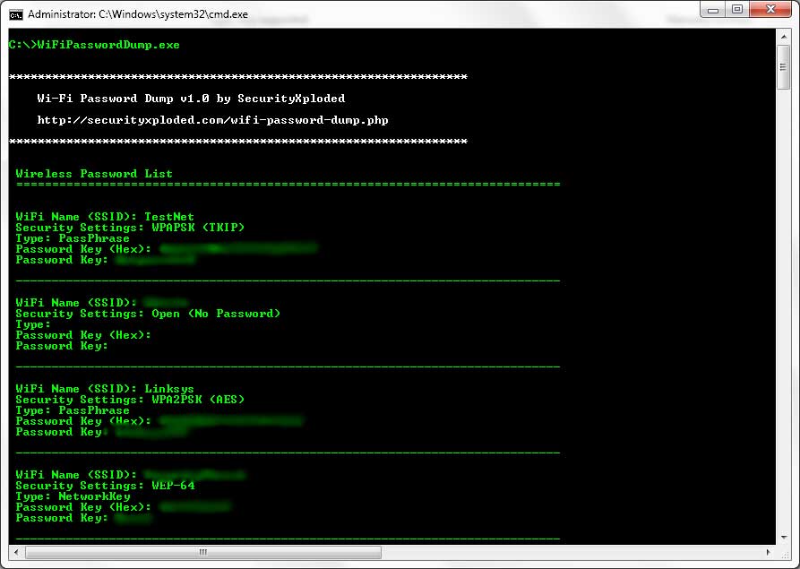 Wi-Fi Password Dump 5.0 software screenshot
