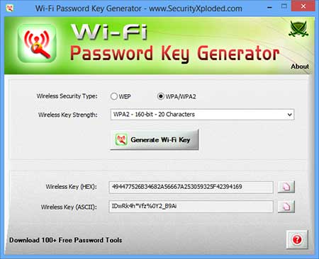 Wi-Fi Password Key Generator Portable 1.0 software screenshot