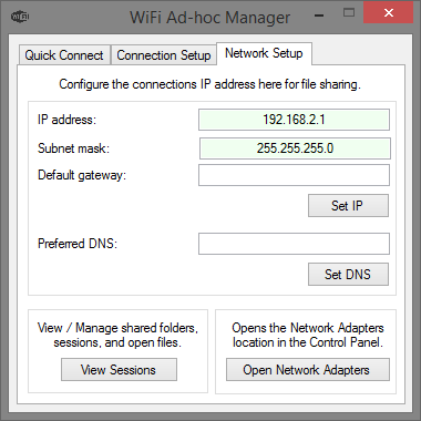 WiFi Ad-hoc Manager 1.1 software screenshot