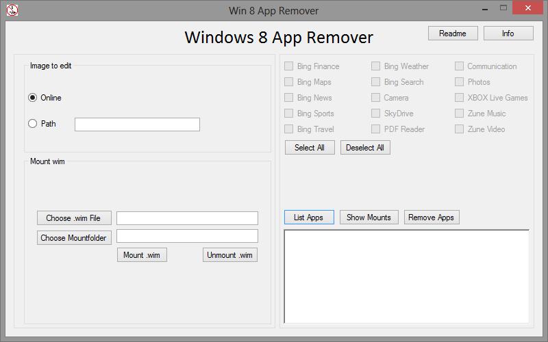 Win 8 App Remover 0.35 software screenshot