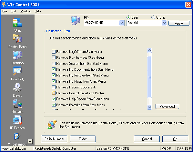 Win Control 2004 software screenshot