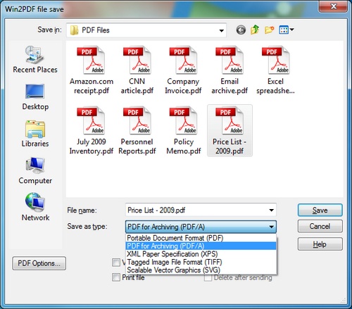 Win2PDF 7 software screenshot