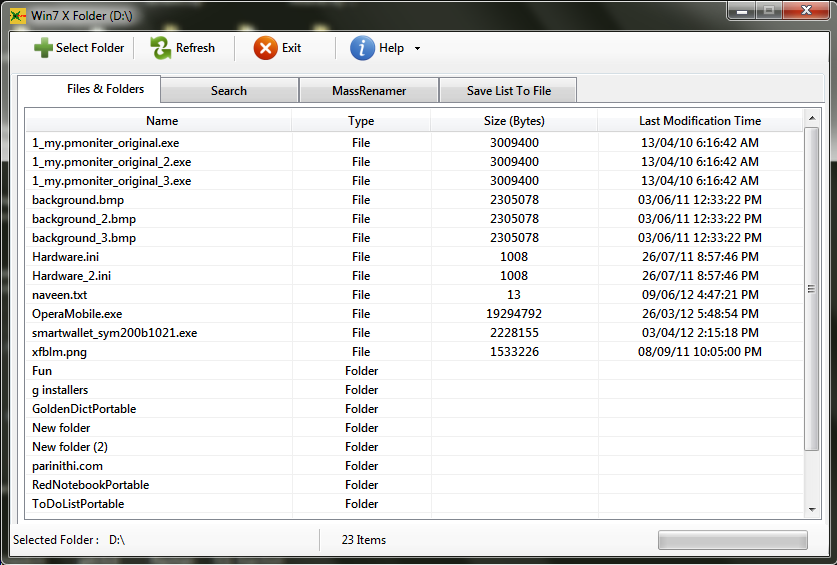 Win7 X Folder 2.1 software screenshot