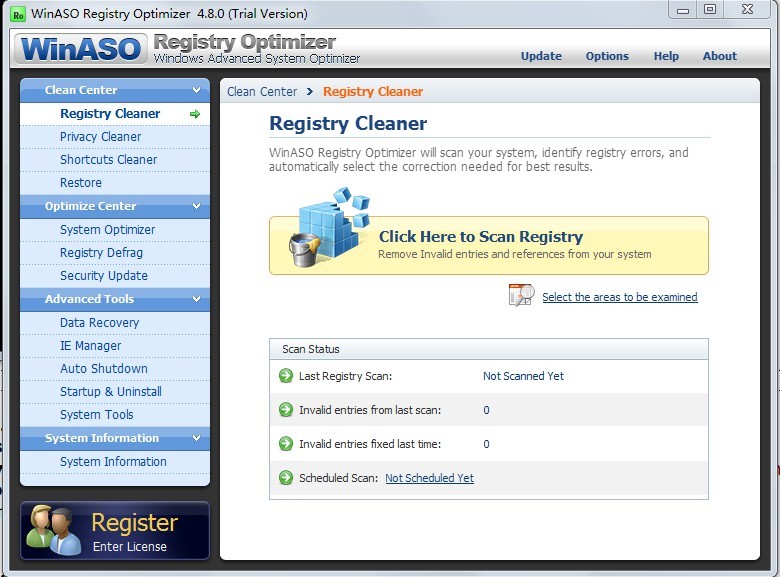 WinASO Registry Optimizer 5.3.0.0 software screenshot