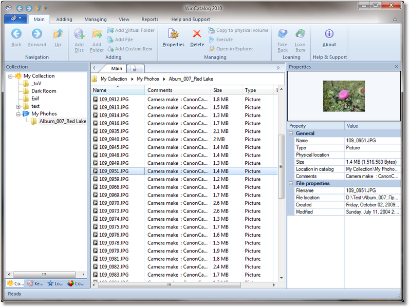 WinCatalog 2012 3.7 software screenshot