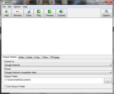 WinFF 1.5.5 software screenshot