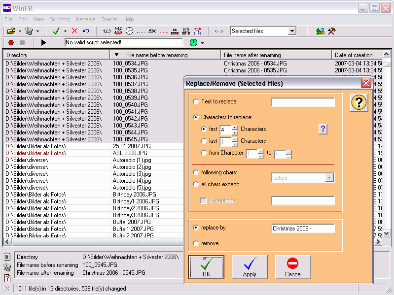 WinFR File Renamer 5.60 S Build 2031 software screenshot