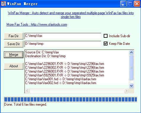 WinFax Merger 2.3 software screenshot