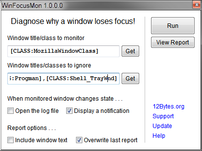 WinFocusMon 1.0.0.0 software screenshot