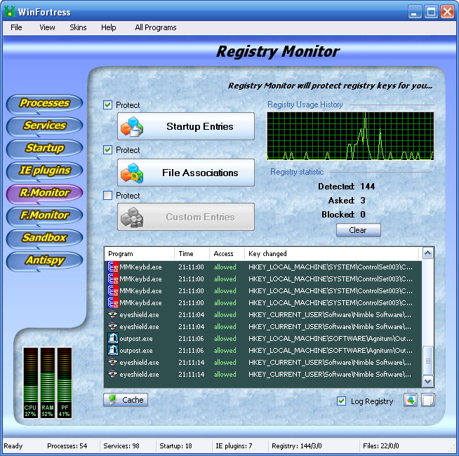 WinFortress 2.3 software screenshot