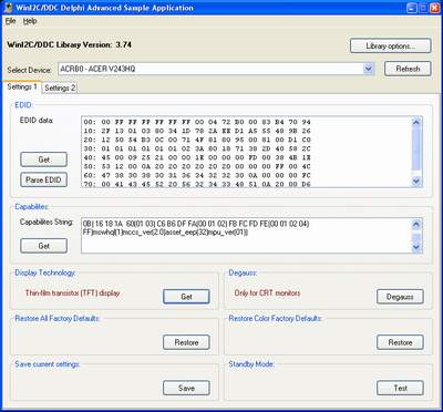 WinI2C-DDC Lite 3.74 software screenshot