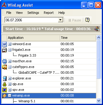 WinLog Assist Task Tracking 2.1.5 software screenshot