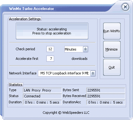 WinMX Turbo Accelerator 3.3.0 software screenshot