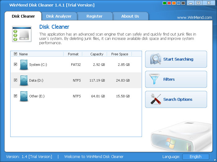 WinMend Disk Cleaner 2.0.0.0 software screenshot