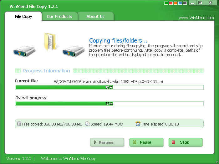 WinMend File Copy 1.4.6.0 software screenshot